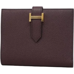 エルメス ベアンコンパクト 財布 レザー Z刻印 ゴールド金具