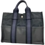 エルメス フールトゥPMハーフレザー ハンドバッグ キャンバス レザー シルバー金具