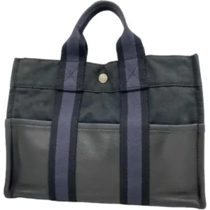 エルメス フールトゥPMハーフレザー ハンドバッグ キャンバス レザー シルバー金具