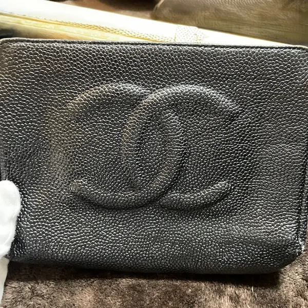 シャネル　キャビアスキン　ココマーク　ポーチ