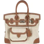 エルメス バーキンカーゴ25 ハンドバッグ キャンバス レザー Ｋ刻印 シルバー金具