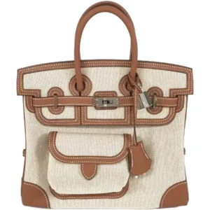 エルメス バーキンカーゴ25 ハンドバッグ キャンバス レザー Ｋ刻印 シルバー金具