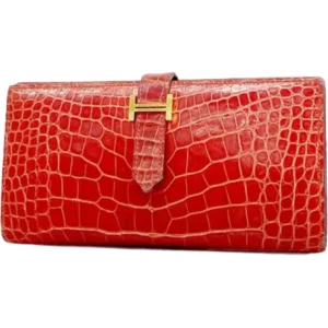 エルメス ベアンスフレ 財布 アリゲーター Z刻印 ゴールド金具