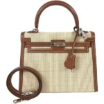 エルメス ケリー25 ハンドバッグ ホースヘア レザー □G刻印 シルバー金具