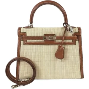 エルメス ケリー25 ハンドバッグ ホースヘア レザー □G刻印 シルバー金具