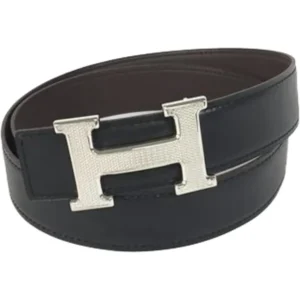 エルメス Hギヨシェ ベルト レザー □I刻印 シルバー金具