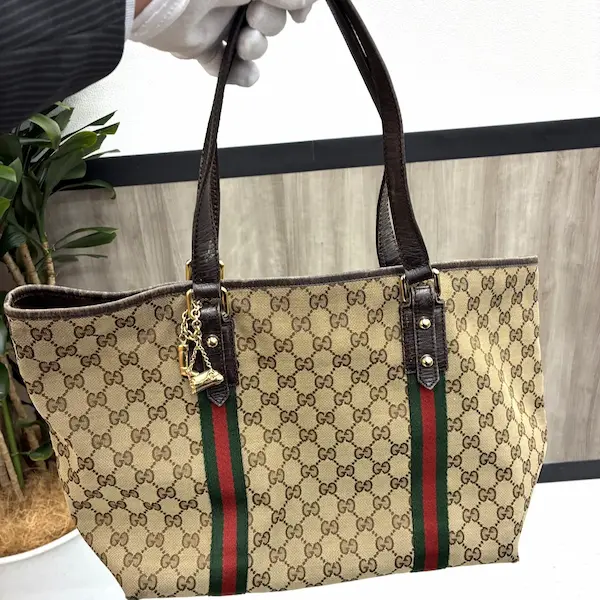 グッチ　シェリーライン　GGキャンバス　トートバッグ