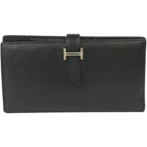 エルメス ベアンスフレ 財布 レザー □P刻印 シルバー金具