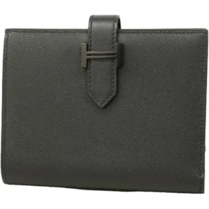 エルメス ベアンコンパクト 財布 レザー W刻印 シルバー金具