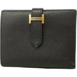 エルメス ベアンコンパクト 財布 レザー Z刻印 ゴールド金具