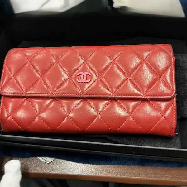シャネル　マトラッセ　ラムスキン　ロングフラップウォレット
