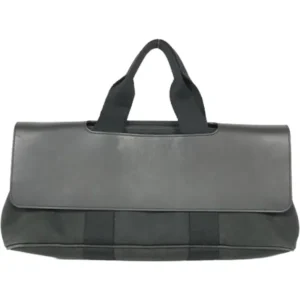 エルメス ヴァルパライソロングＭM ハンドバッグ キャンバス レザー シルバー金具