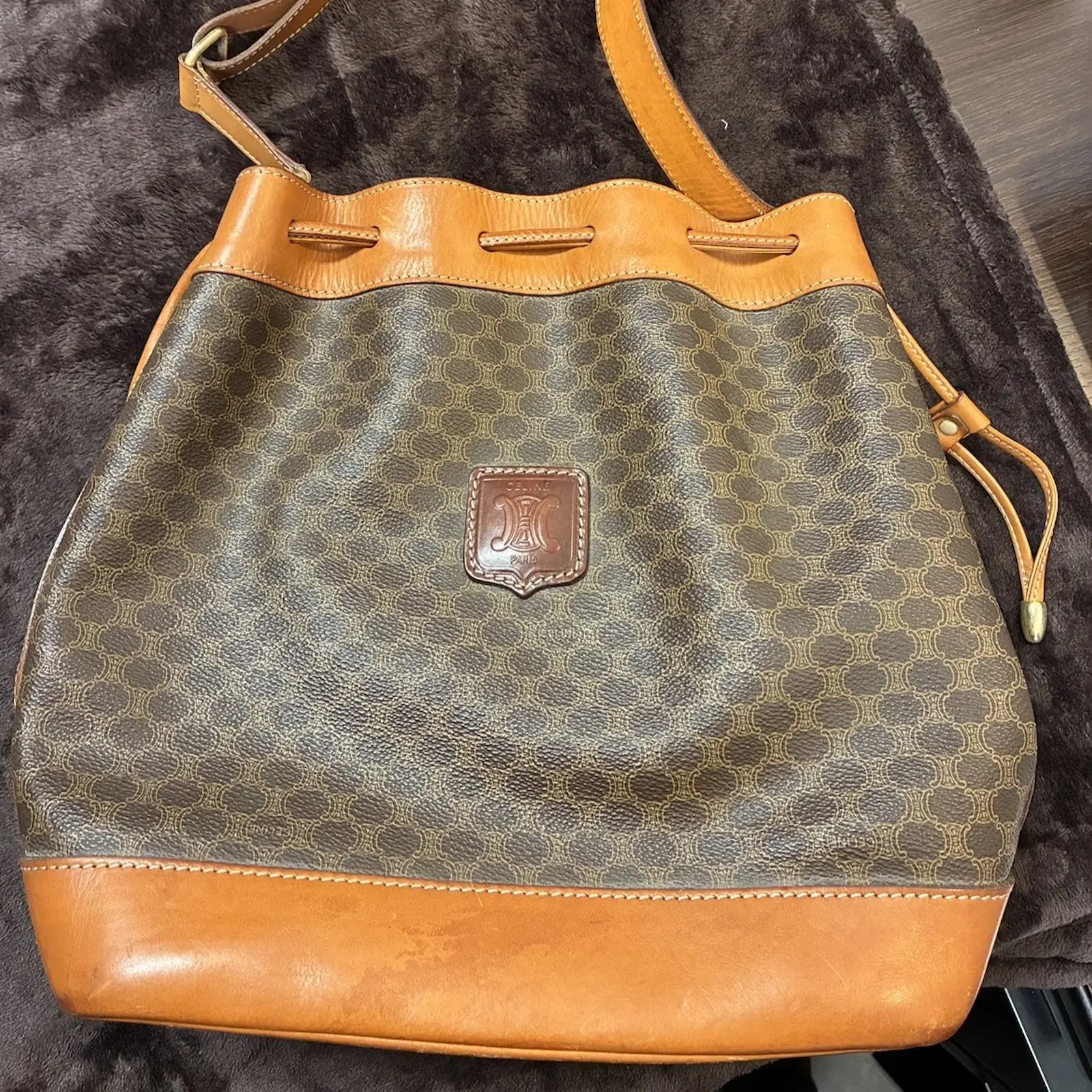 セリーヌ　マカダム　巾着　ショルダーバッグ