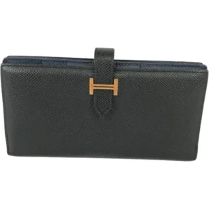 エルメス ベアンスフレヴェルソ 財布 レザー W刻印 ゴールド金具