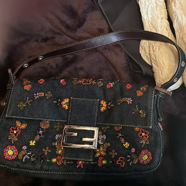 フェンディ　ビーズ刺繍　ズッカ　マンマバケット　ショルダーバッグ