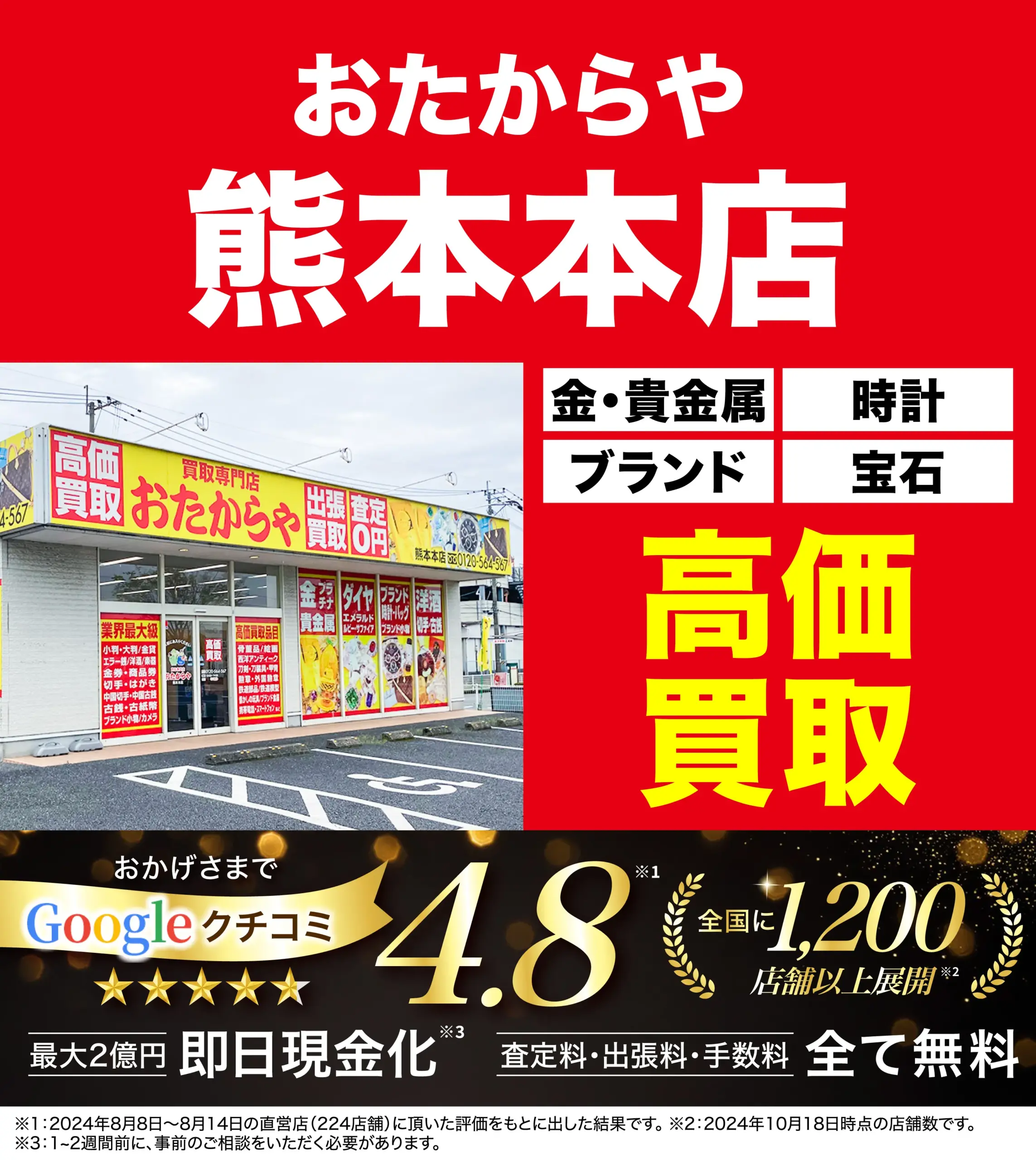ダイヤモンド・宝石高価買取！googleクチコミ4.8、全国1,200店舗以上！