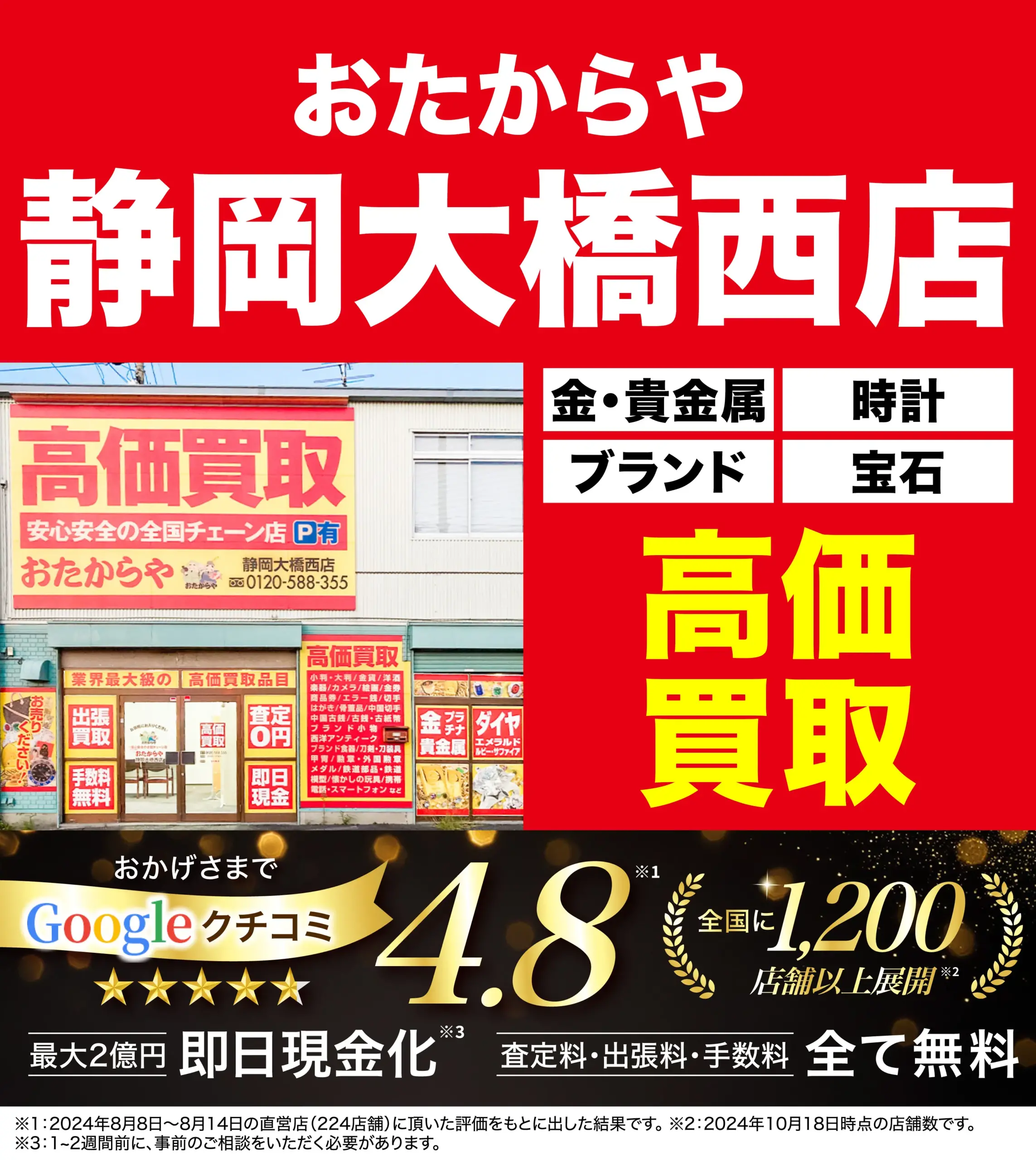 ダイヤモンド・宝石高価買取！googleクチコミ4.8、全国1,200店舗以上！