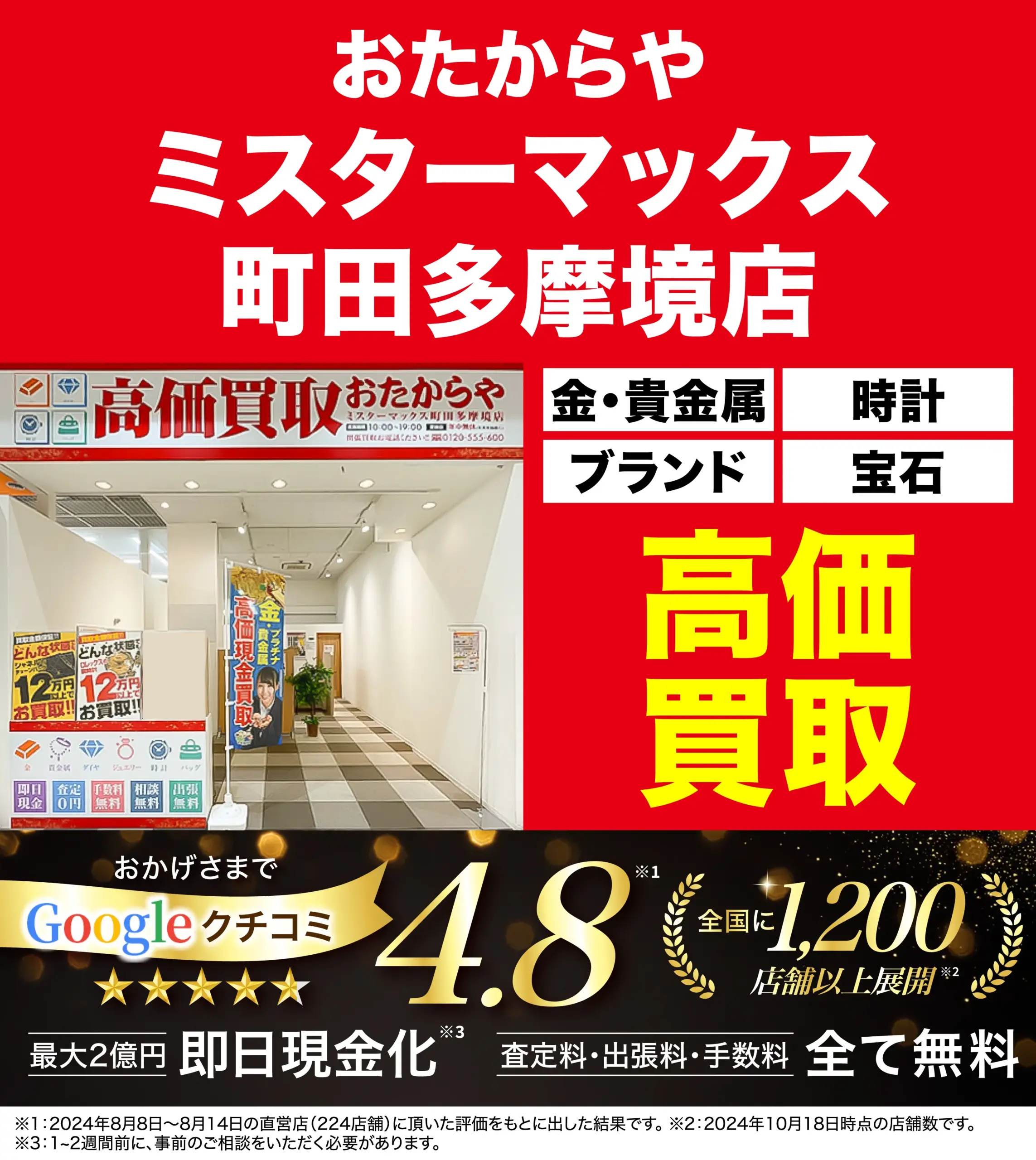 ダイヤモンド・宝石高価買取！googleクチコミ4.8、全国1,200店舗以上！