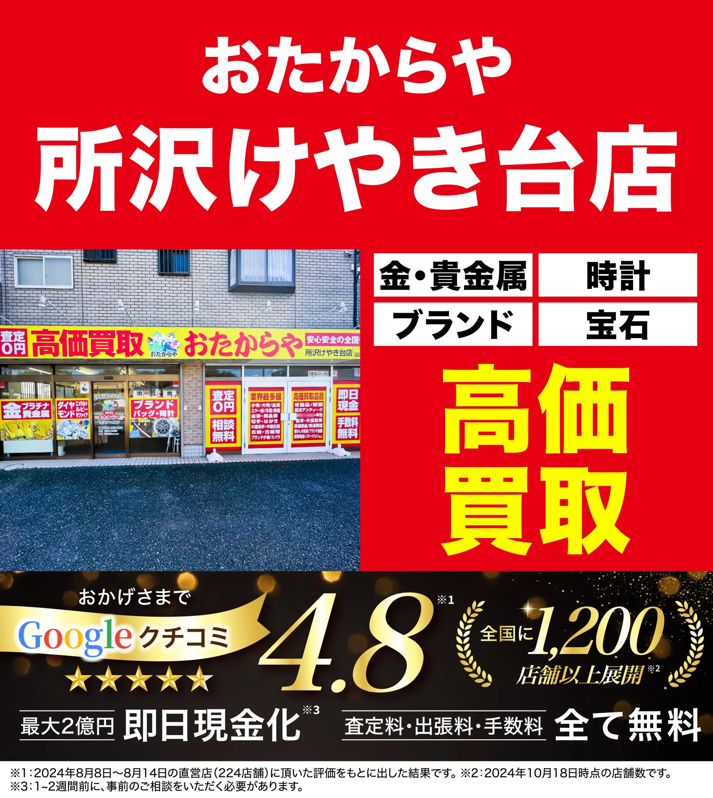 ダイヤモンド・宝石高価買取！googleクチコミ4.8、全国1,200店舗以上！