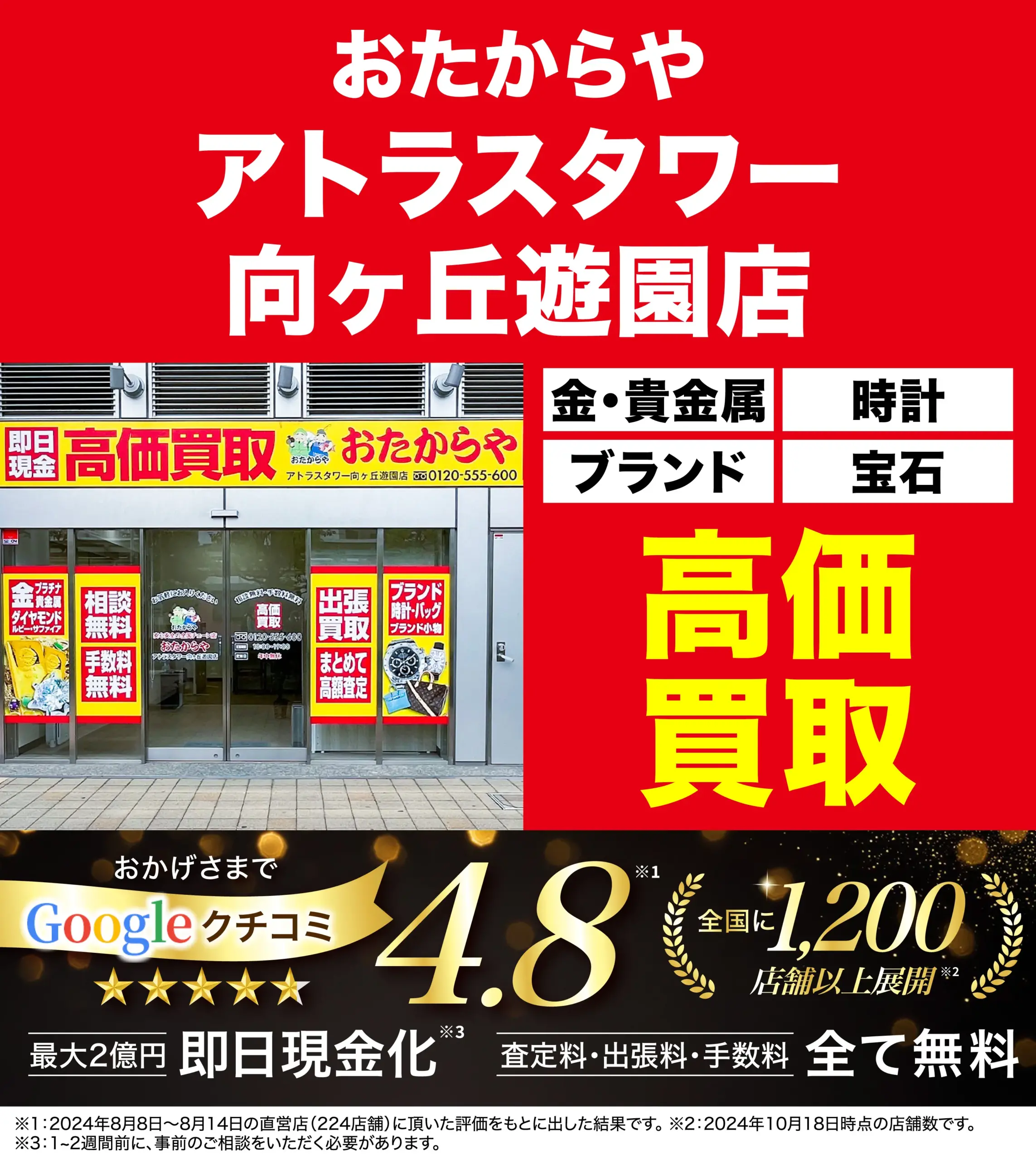 ダイヤモンド・宝石高価買取！googleクチコミ4.8、全国1,200店舗以上！