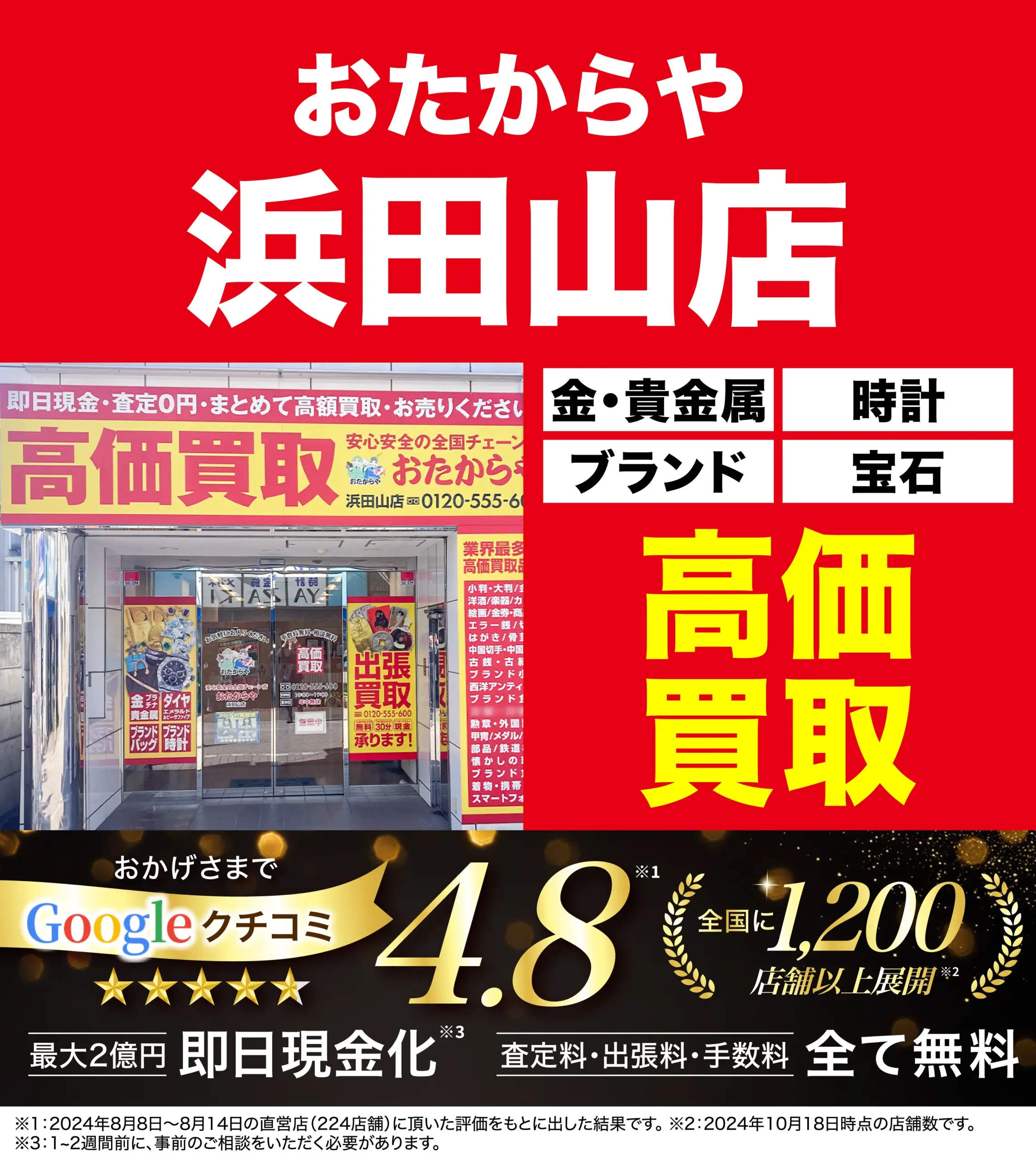 ダイヤモンド・宝石高価買取！googleクチコミ4.8、全国1,200店舗以上！