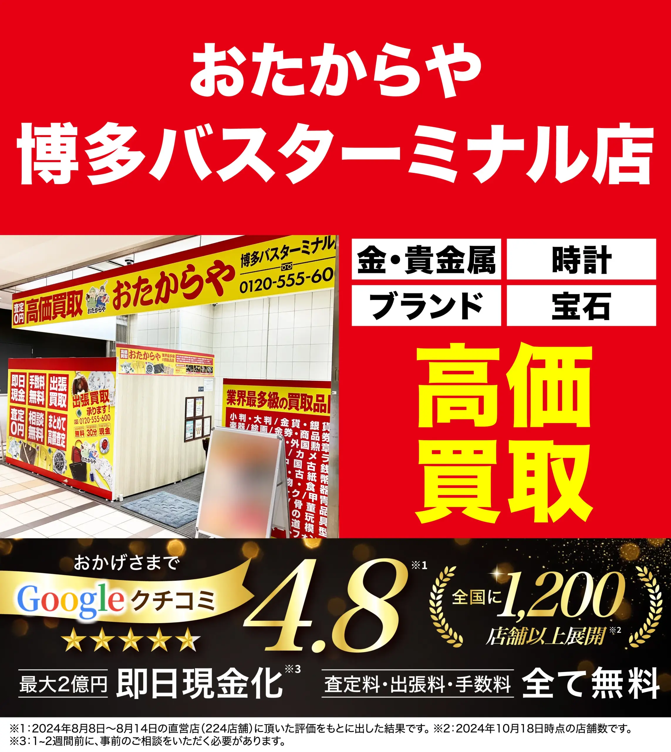 ダイヤモンド・宝石高価買取！googleクチコミ4.8、全国1,200店舗以上！