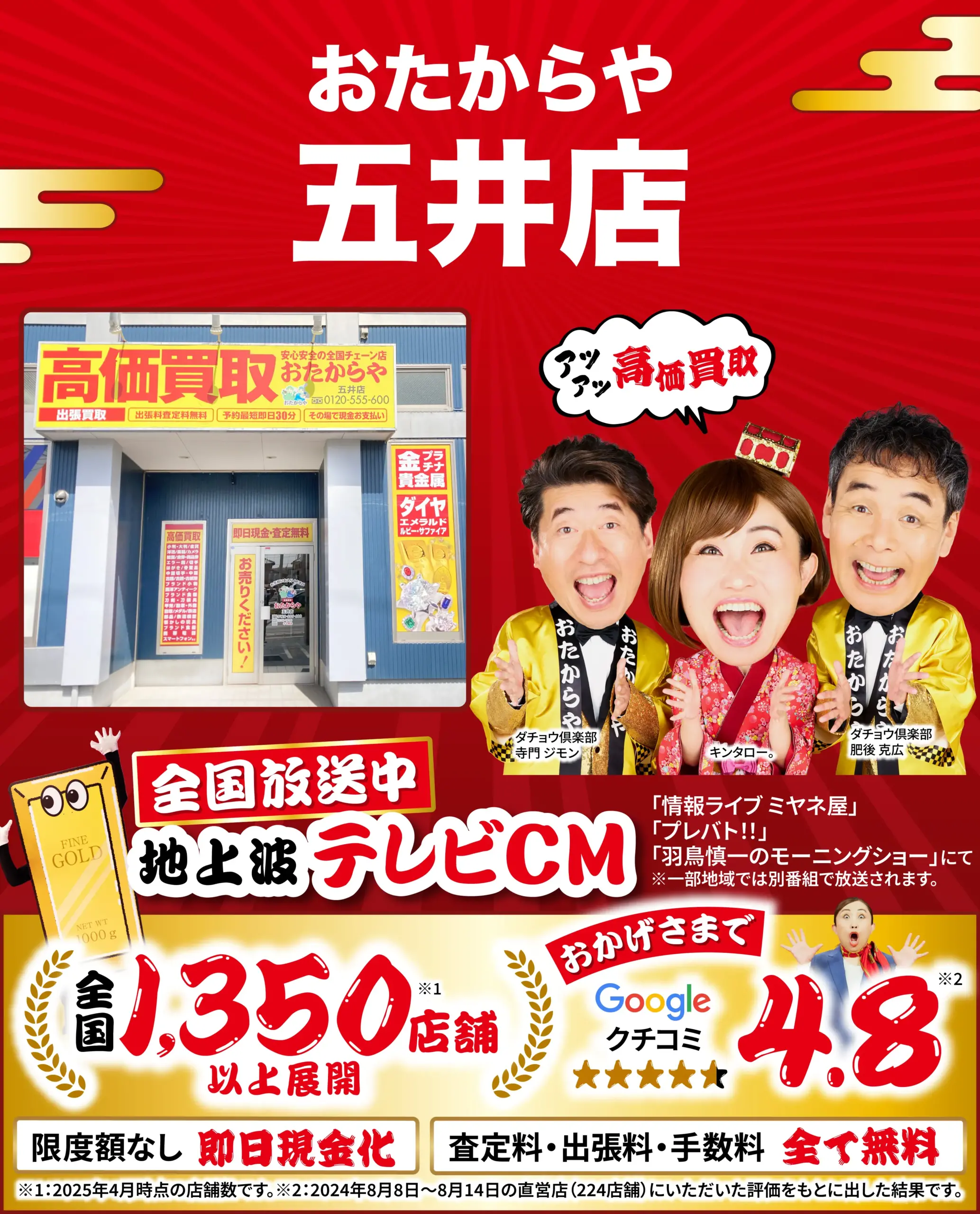 ダイヤモンド・宝石高価買取！googleクチコミ4.8、全国1,200店舗以上！