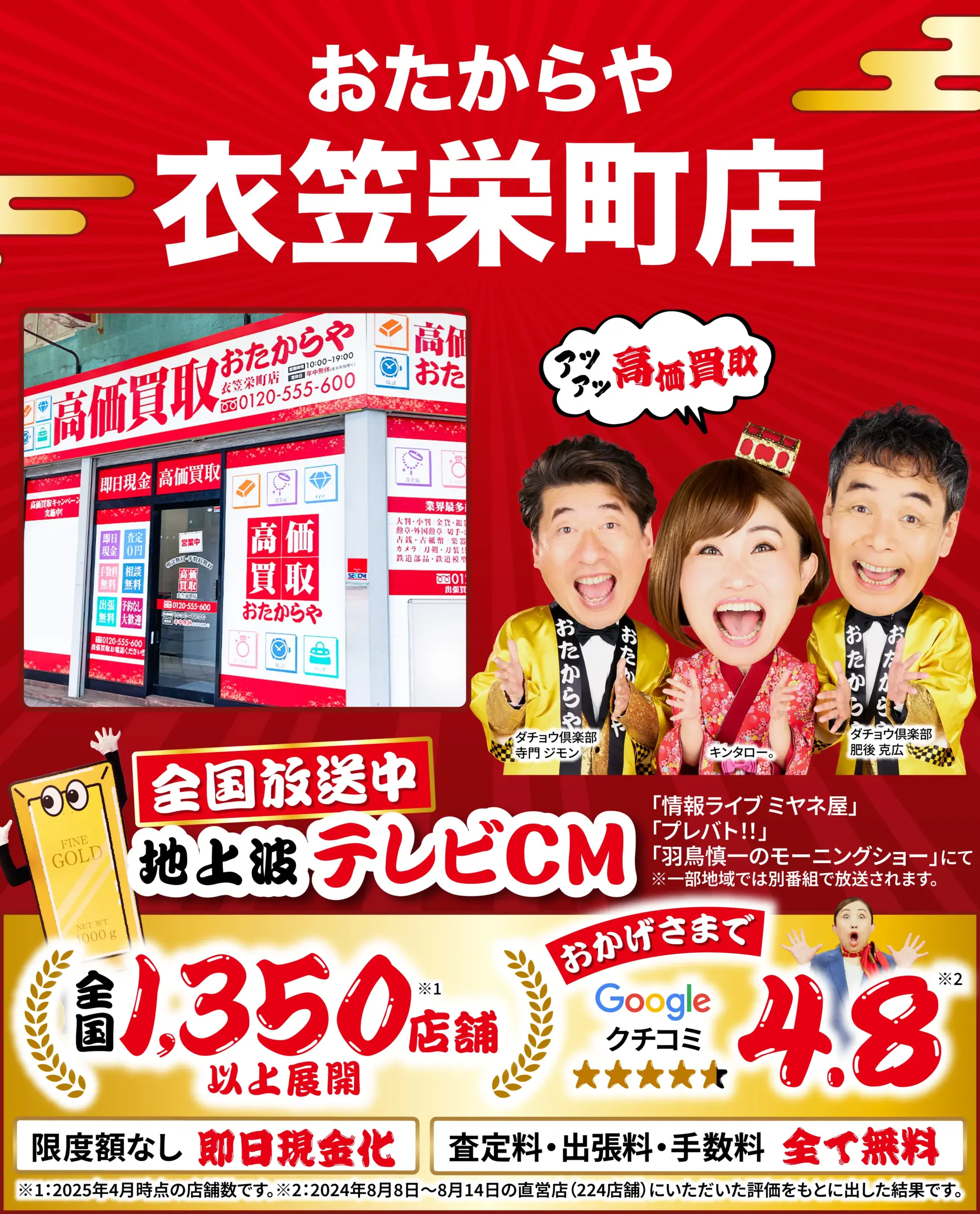 ダイヤモンド・宝石高価買取！googleクチコミ4.8、全国1,200店舗以上！