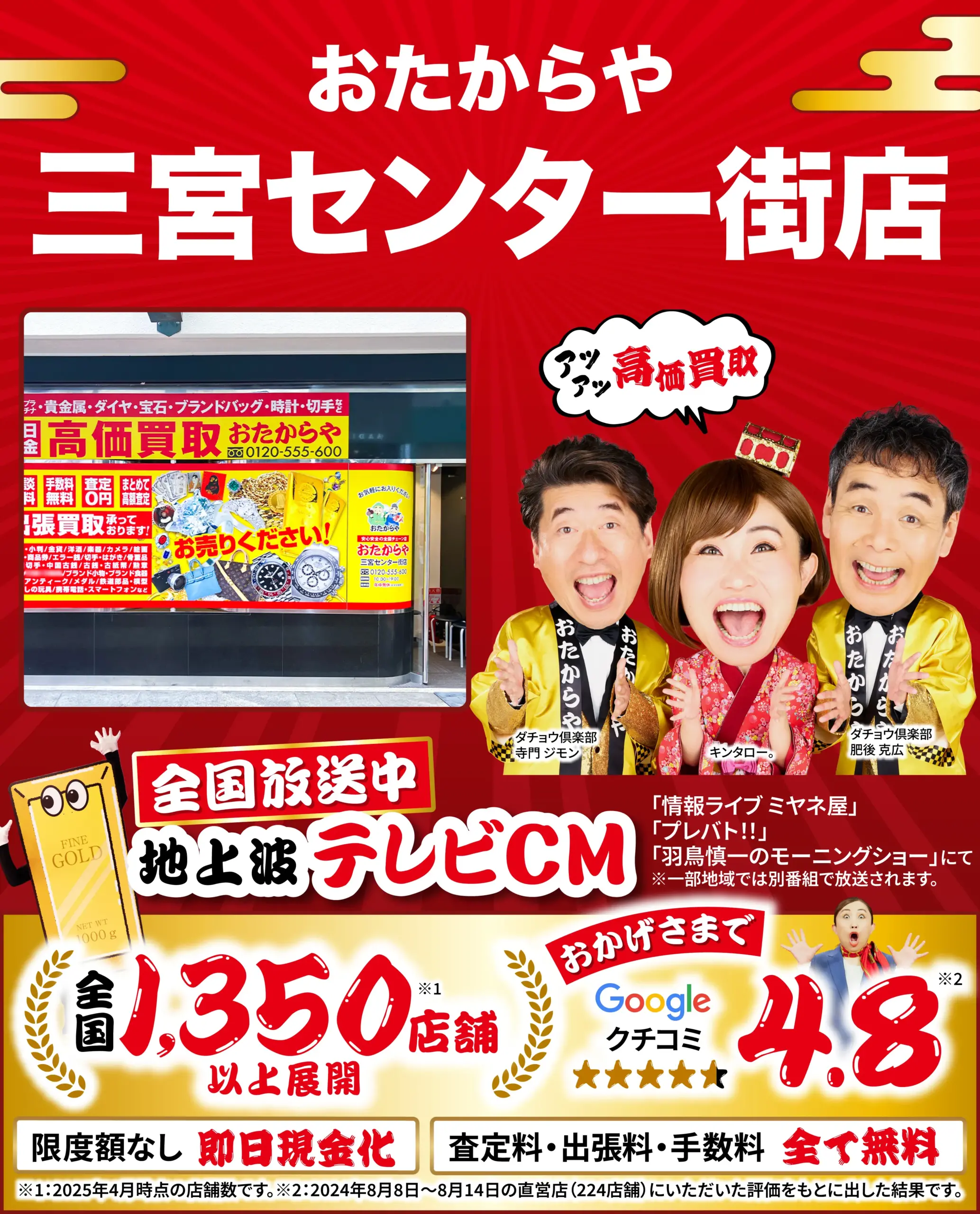 ダイヤモンド・宝石高価買取！googleクチコミ4.8、全国1,200店舗以上！