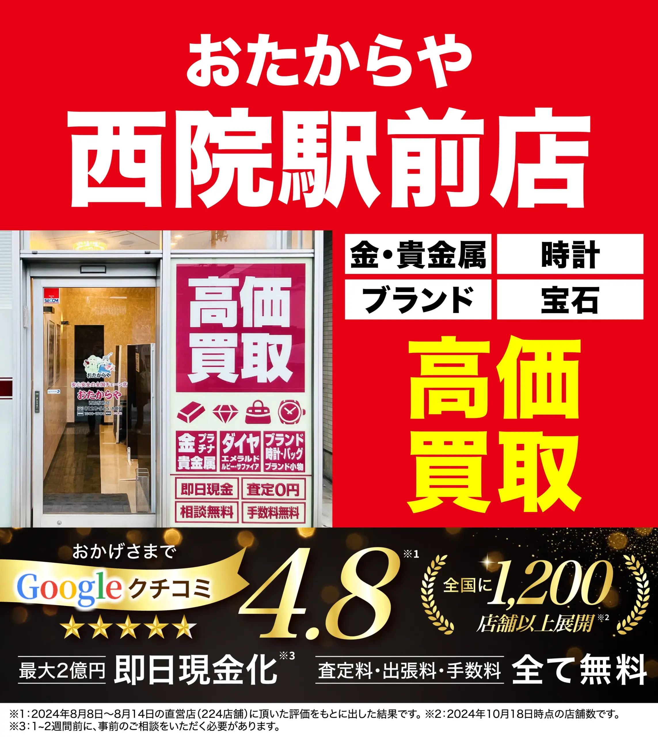 ダイヤモンド・宝石高価買取！googleクチコミ4.8、全国1,200店舗以上！
