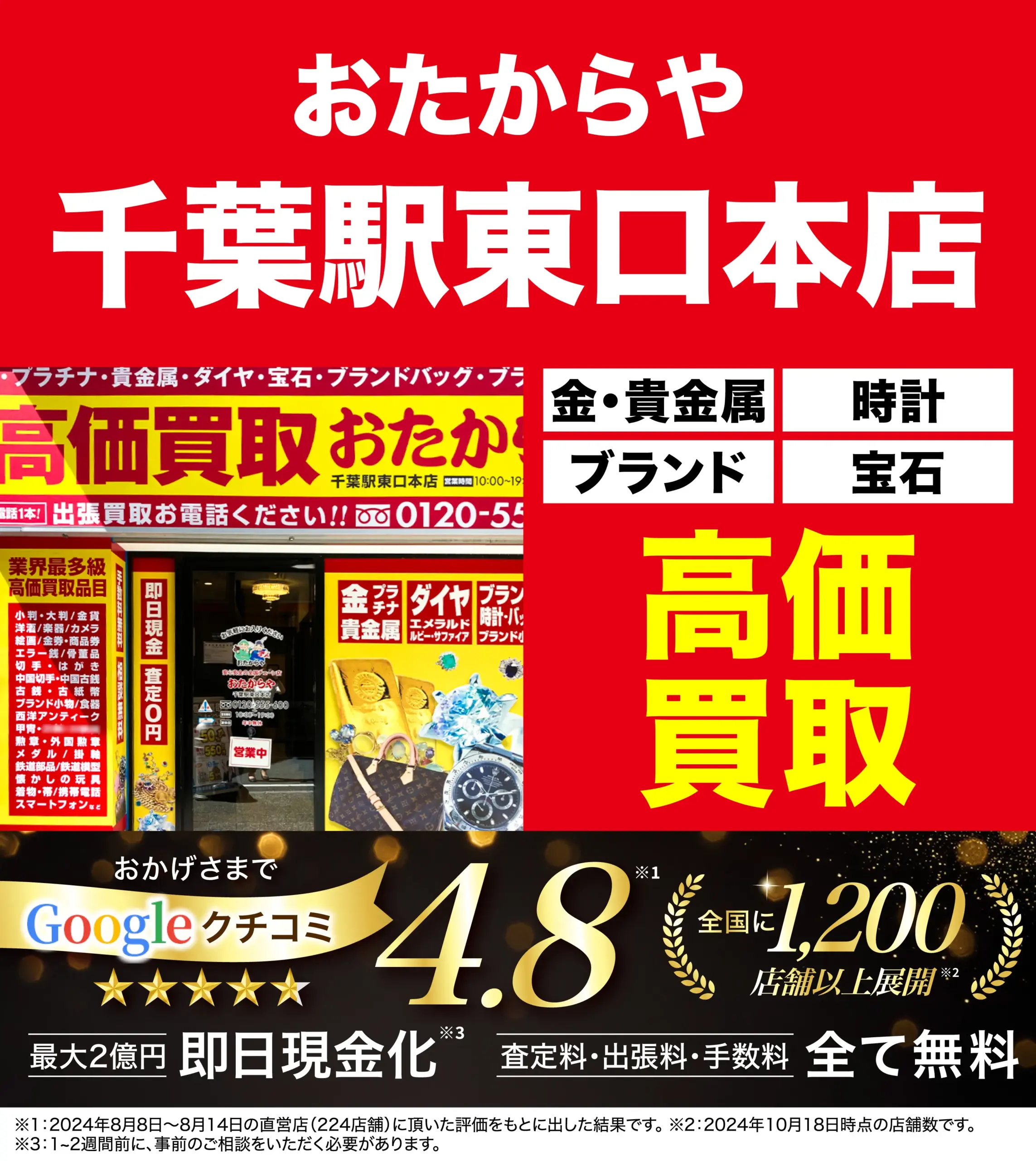 ダイヤモンド・宝石高価買取！googleクチコミ4.8、全国1,200店舗以上！