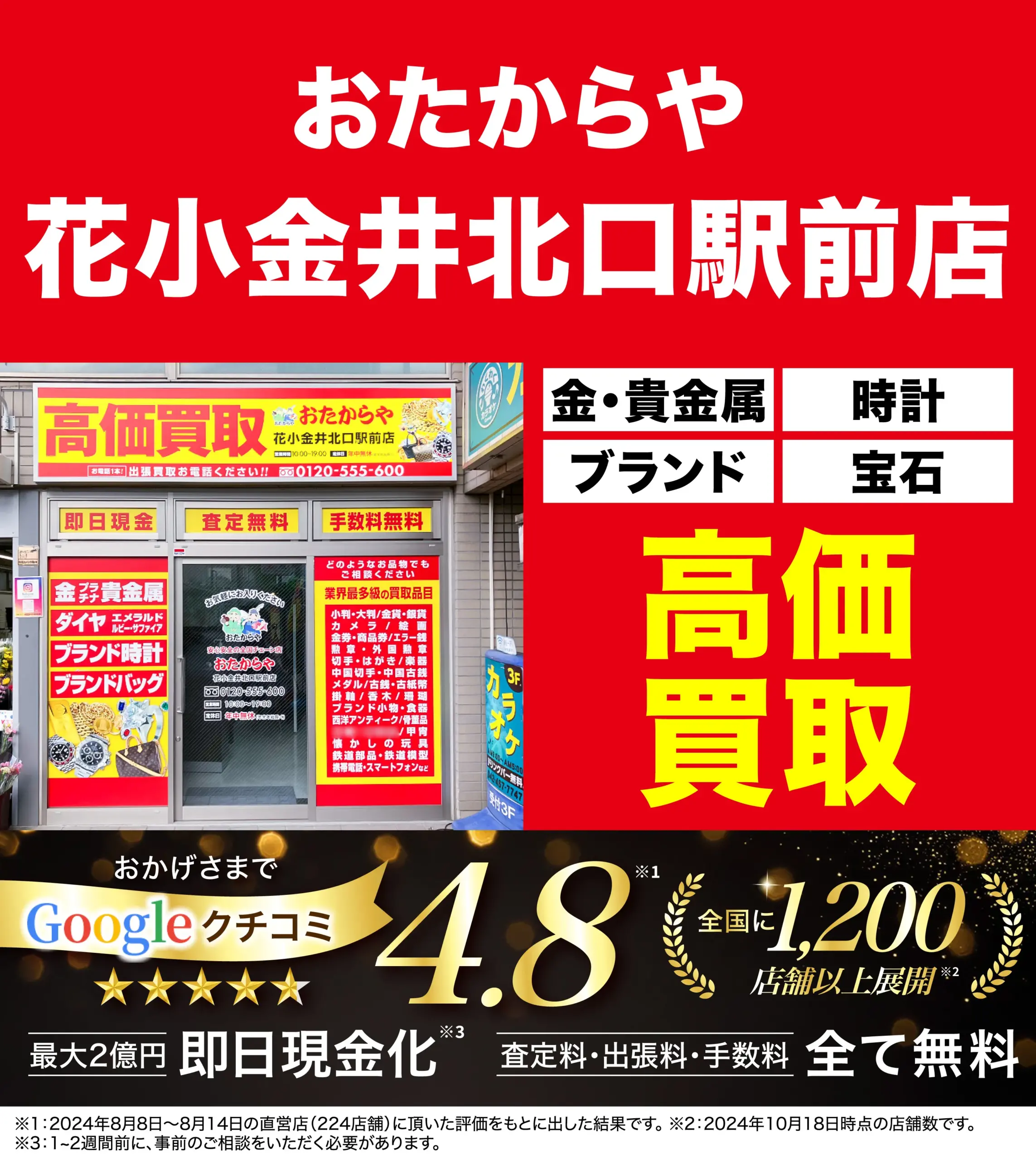 ダイヤモンド・宝石高価買取！googleクチコミ4.8、全国1,200店舗以上！