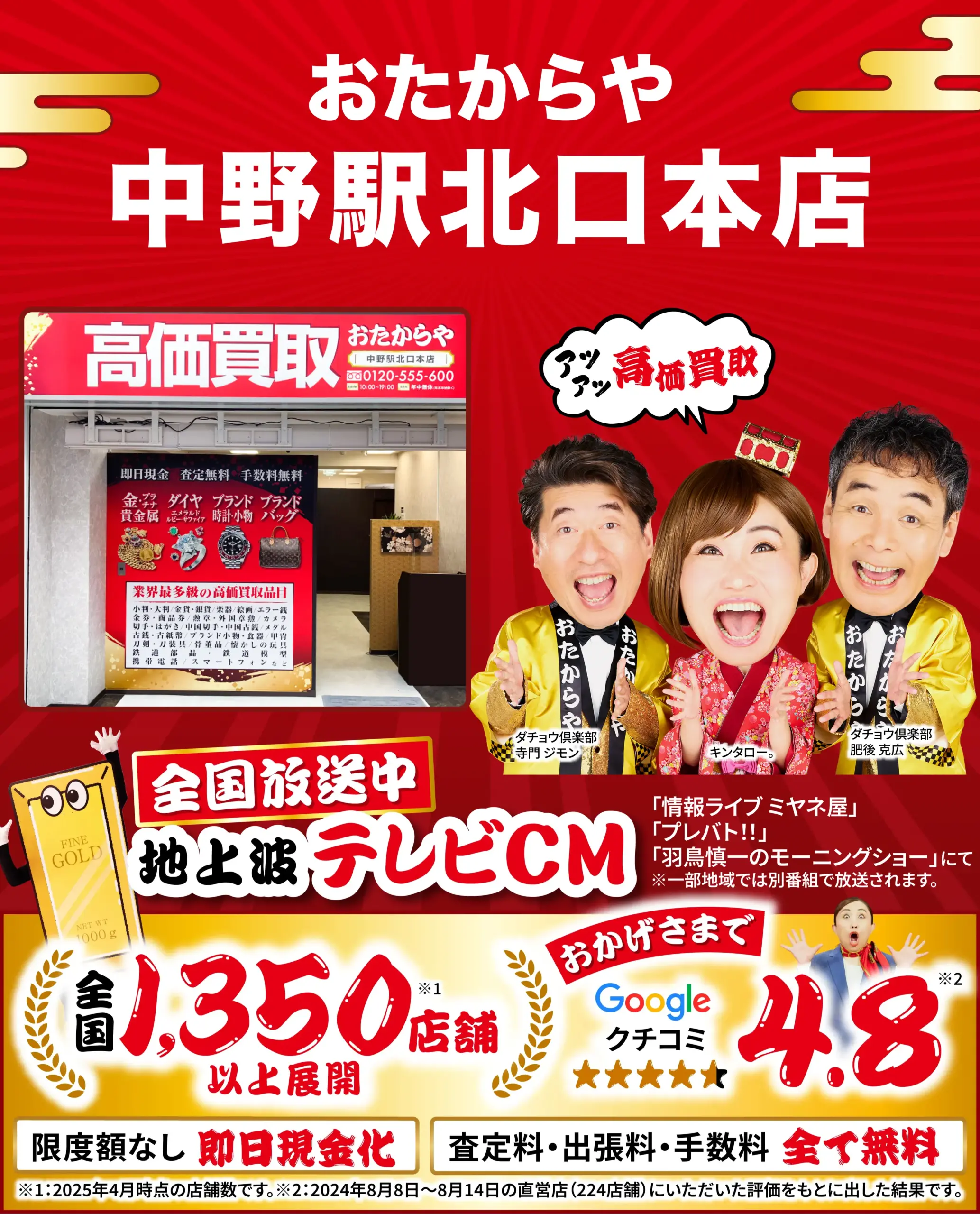 ダイヤモンド・宝石高価買取！googleクチコミ4.8、全国1,200店舗以上！