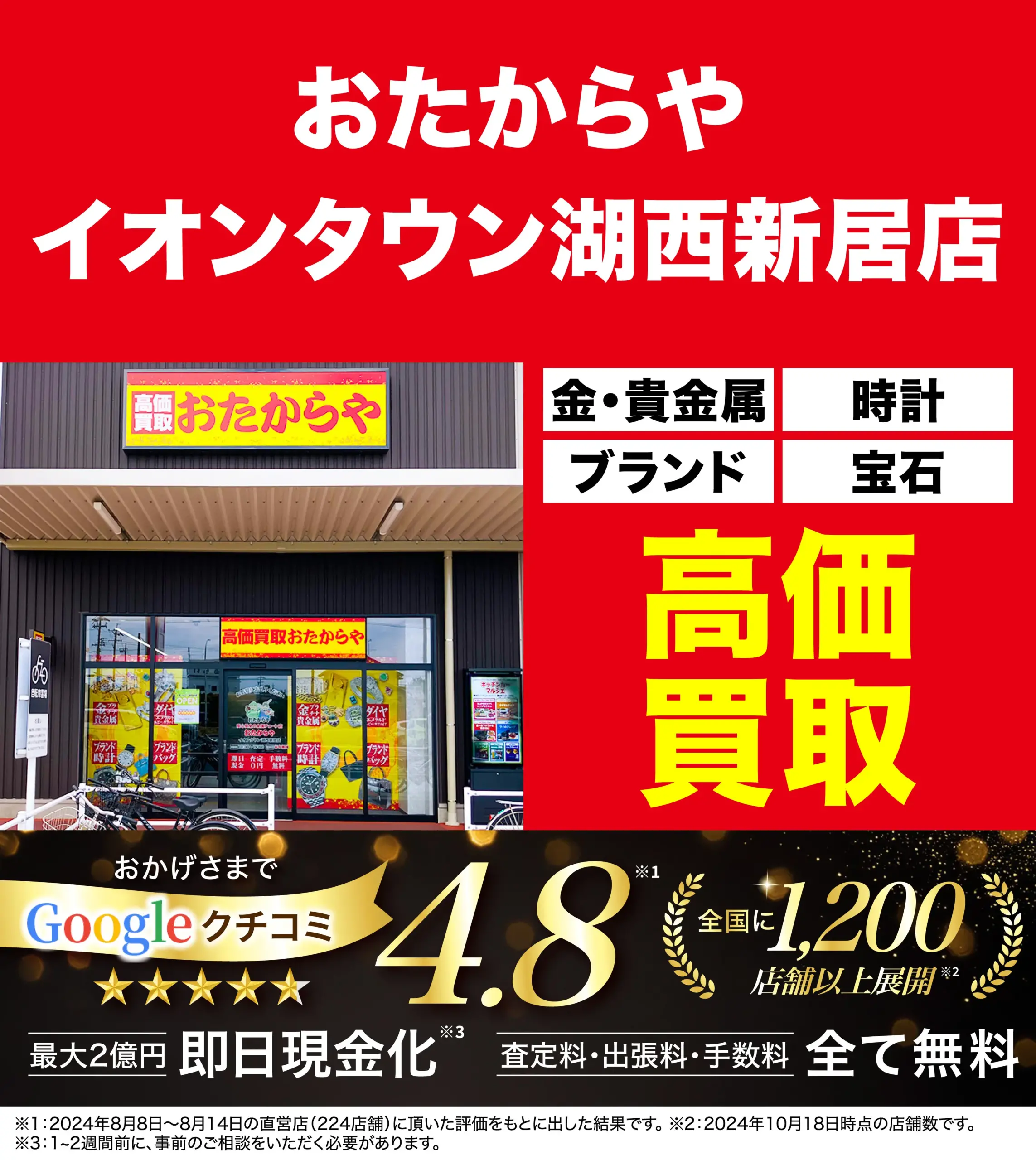 ダイヤモンド・宝石高価買取！googleクチコミ4.8、全国1,200店舗以上！