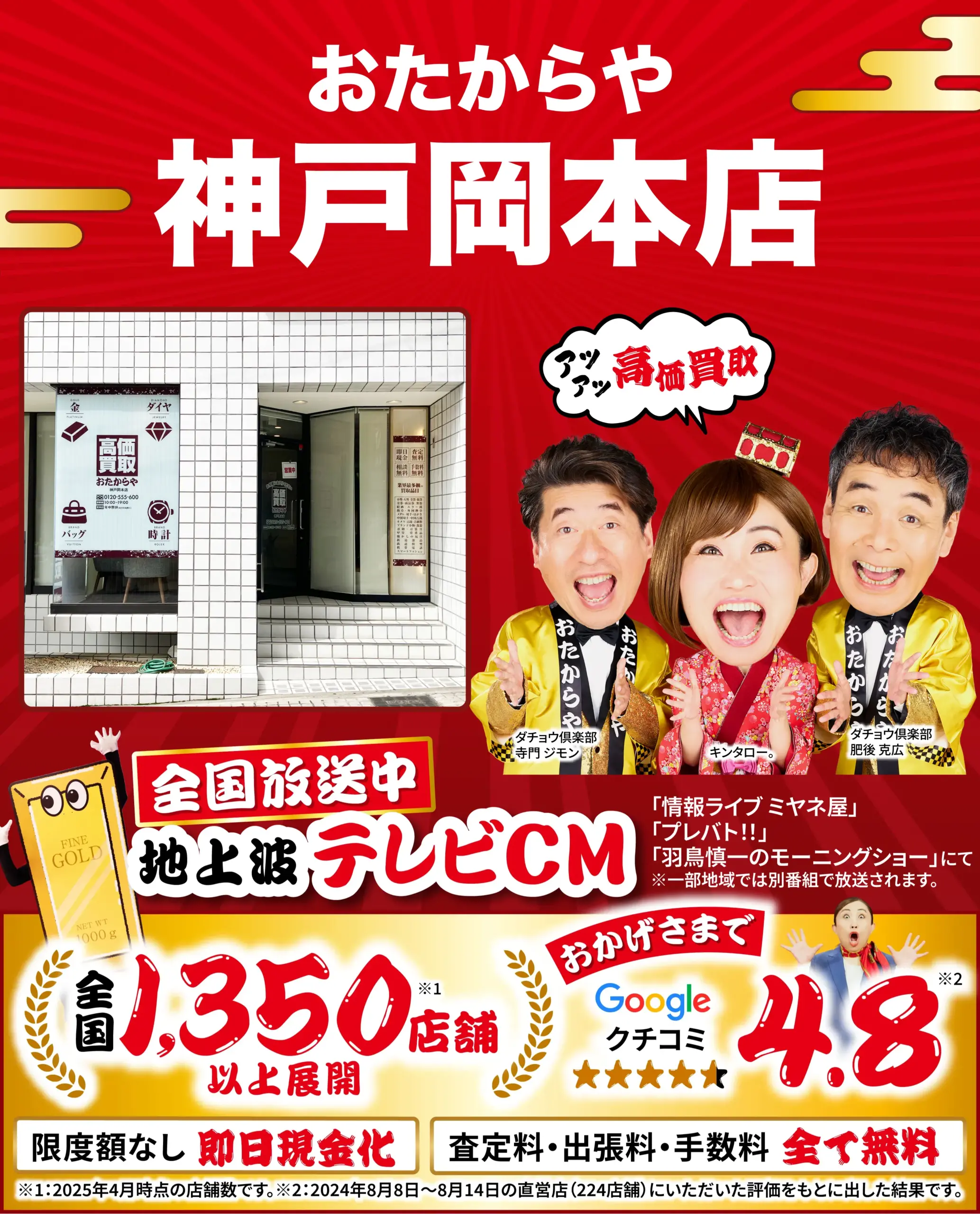 ダイヤモンド・宝石高価買取！googleクチコミ4.8、全国1,200店舗以上！