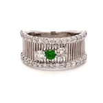 K18WG デマントイドガーネット・ダイヤ リング 0.14ct・0.21・0.65ct