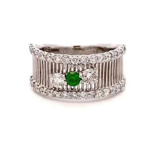 K18WG デマントイドガーネット・ダイヤ リング 0.14ct・0.21・0.65ct