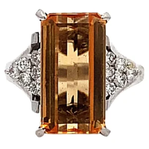 Pt・Pm900 インペリアルトパーズ・ダイヤ リング 6.04ct・0.28ct