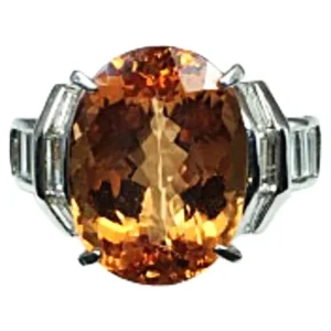 Pt・Pm900 インペリアルトパーズ・ダイヤ リング 10.45ct 1.09ct