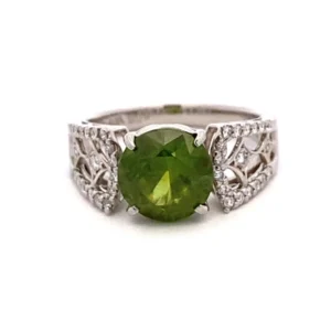 Pt・Pm900 デマントイドガーネット・ダイヤ リング 3.09ct・0.3ct