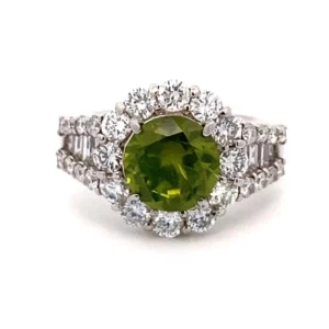 Pt・Pm900 デマントイドガーネット・ダイヤ リング 2.55ct・1.48ct