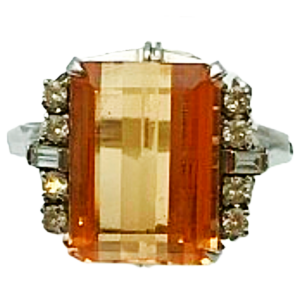 Pt900 インペリアルトパーズ・ダイヤ リング 7.28ct・0.26ct