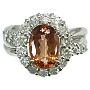 Pt・Pm900 インペリアルトパーズ・ダイヤ リング 2.41ct・1.16ct