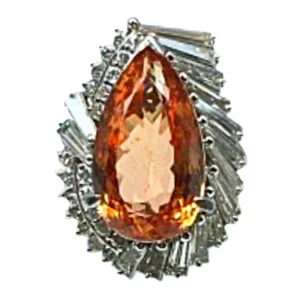 Pt・Pｍ900 インペリアルトパーズ・ダイヤ リング 8.87ct・2.13ct