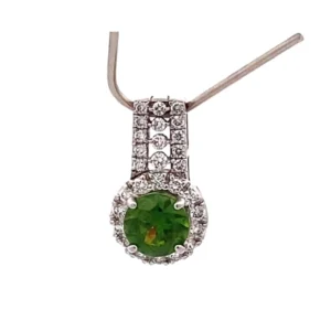 Pt・Pm900 デマントイドガーネット・ダイヤ ネックレス/ペンダントトップ 1.29ct・0.36ct