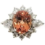 Pt950 ミキモト インペリアルトパーズ・ダイヤ リング 7.6g D0.55ct