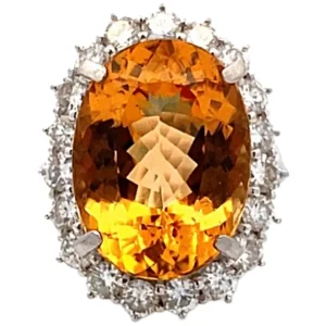 Pt・Pm900 インペリアルトパーズ・ダイヤ リング 15.92ct・2.035ct