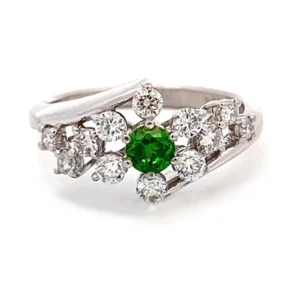 Pt・Pm900 デマントイドガーネット・ダイヤ リング 0.2ct・0.4ct