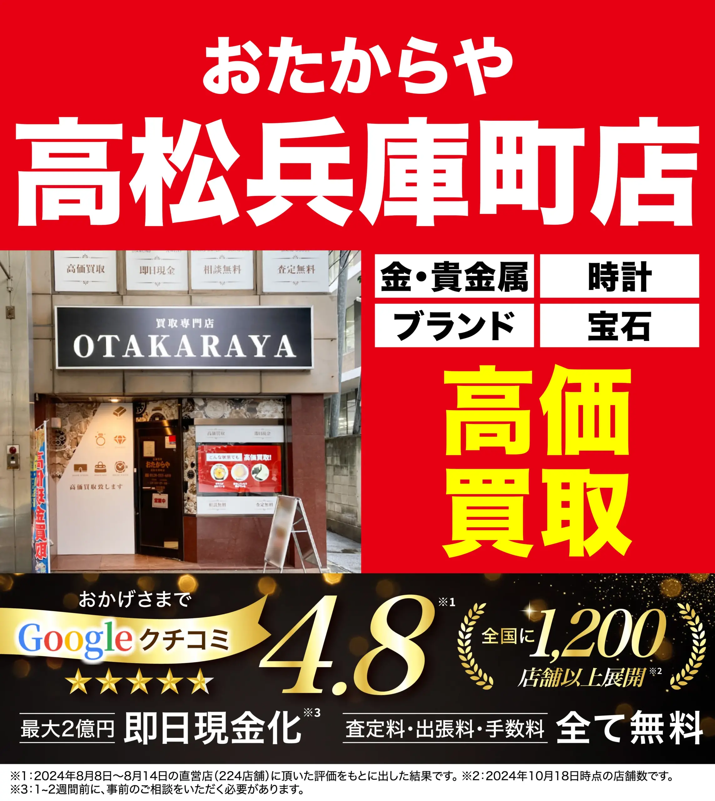 ダイヤモンド・宝石高価買取！googleクチコミ4.8、全国1,200店舗以上！