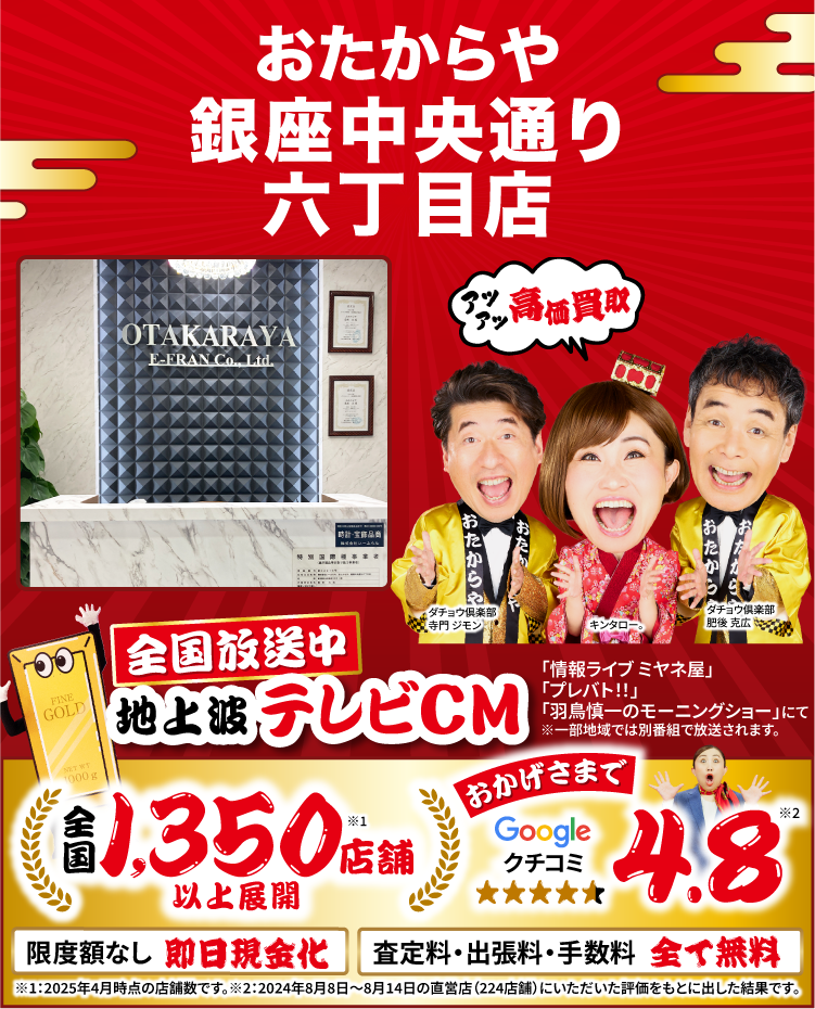 ダイヤモンド・宝石高価買取！googleクチコミ4.8、全国1,200店舗以上！
